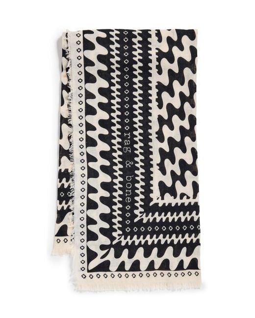 Rag & Bone Black Astra swiggly Scarf