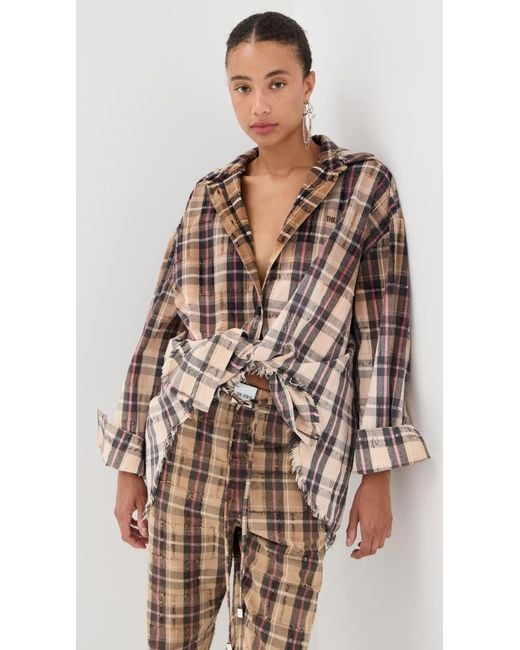 The Attico Multicolor Button Down Flannel Shirt