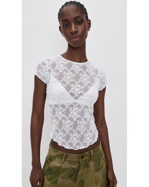 Free People Black Ready To Go Lace Tee