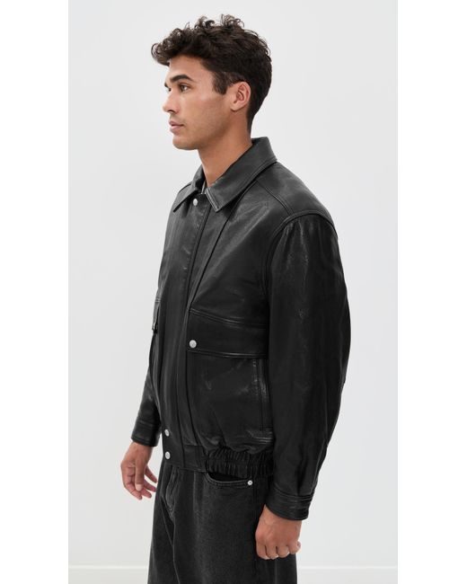 DUNST Oversized Vintage Leather Blouson Jacket in Black | Lyst