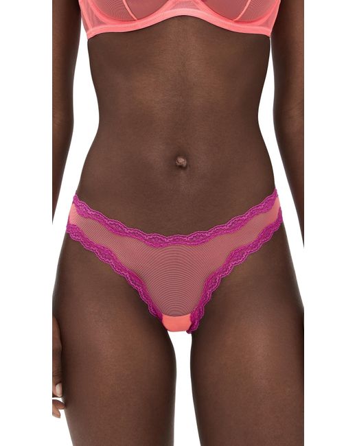 Fleur du Mal Red Sheer Tulle Thong