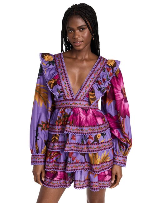 FARM Rio Purple Flower Mini Dre Maxi Flower Purple in Red | Lyst FARM Rio Purple Flower Mini Dre Maxi Flower Purple in Red | Lyst