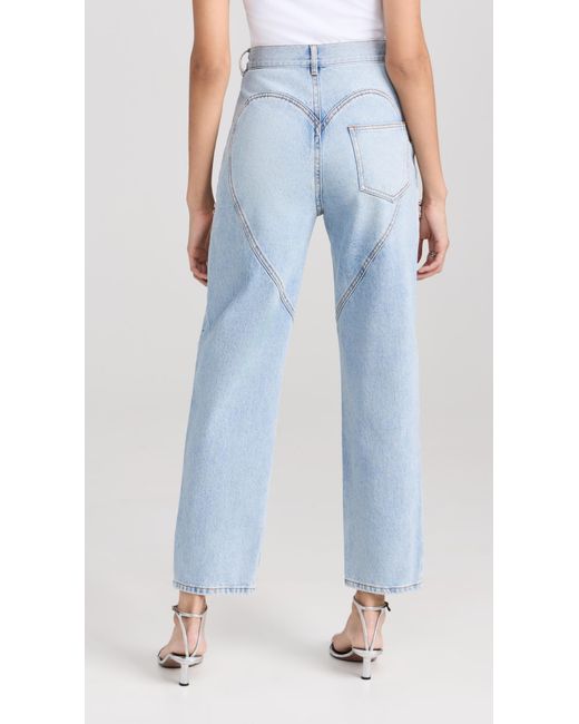 Area Blue Crystal Slit Jeans