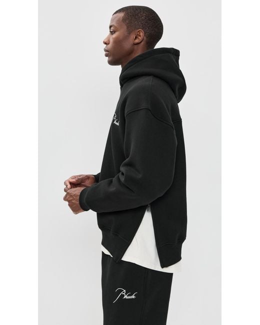 Rhude Black Classique Side Zip Pullover Hoodie for men