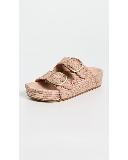 Loeffler Randall Pink Theo Two Band Sandals Wedge Shoes 9.5 B