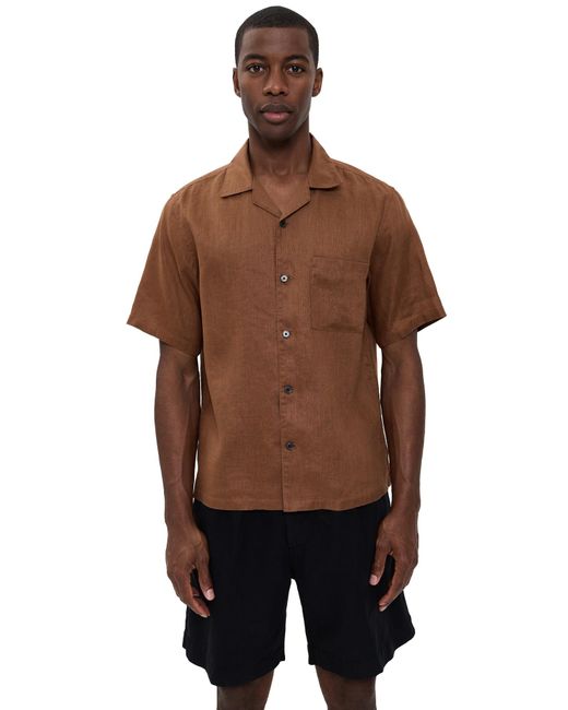 Theory Black Noll Short Sleeve Camp Collar for men