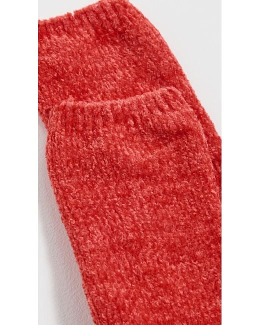 Stems Red Fuzzy Crew Socks