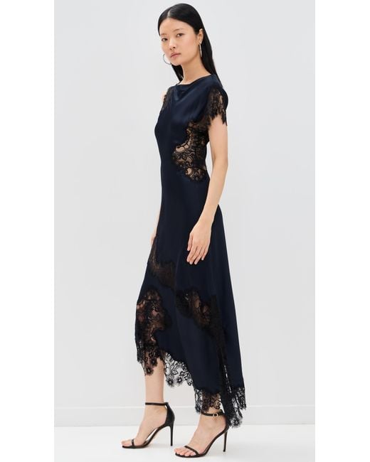 alc blue lace dress A.l.c. Alessia Lace Inset Asymmetrical Dress - Slate Blue
