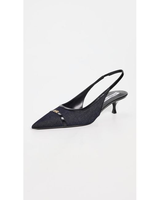 Victoria Beckham Black B Buckle Kitten Heel Slingbacks