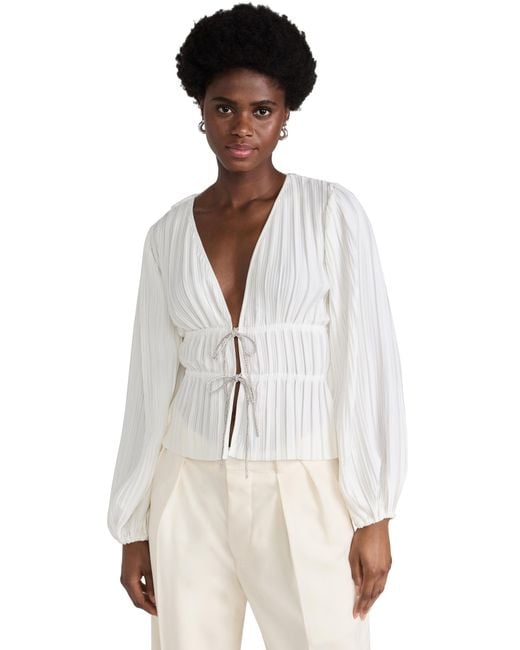 Wayf White Tie Front Blouse