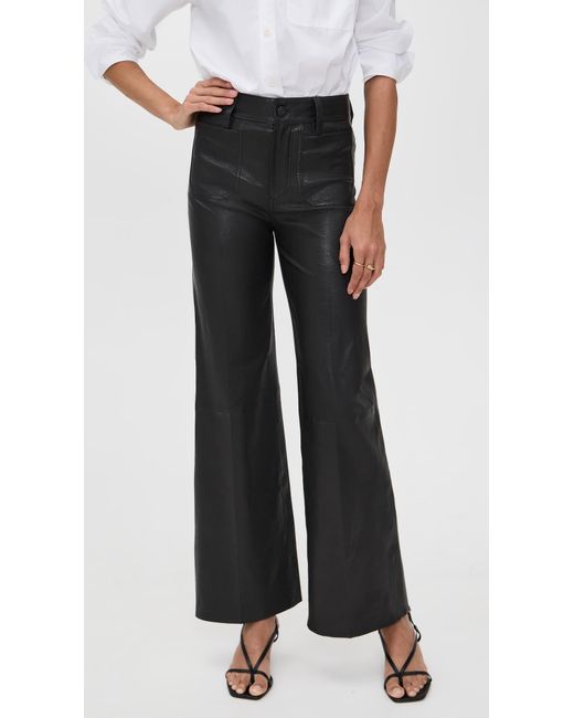 FRAME Black Leather Le Slim Palazzo Modernist Pocket Pants