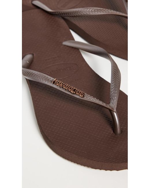 Havaianas Black Slim Logo Metallic Flip Flops