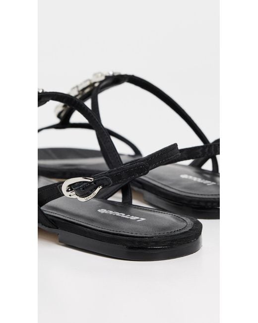 Larroude Black Calypso Flat Sandals