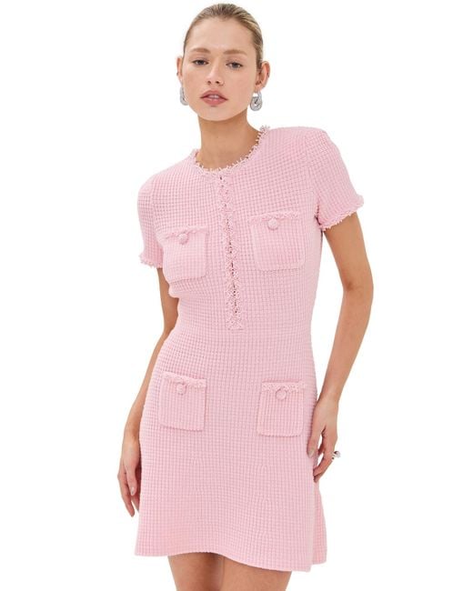 Self-Portrait Textured Knit Mini Dress in Pink | Lyst