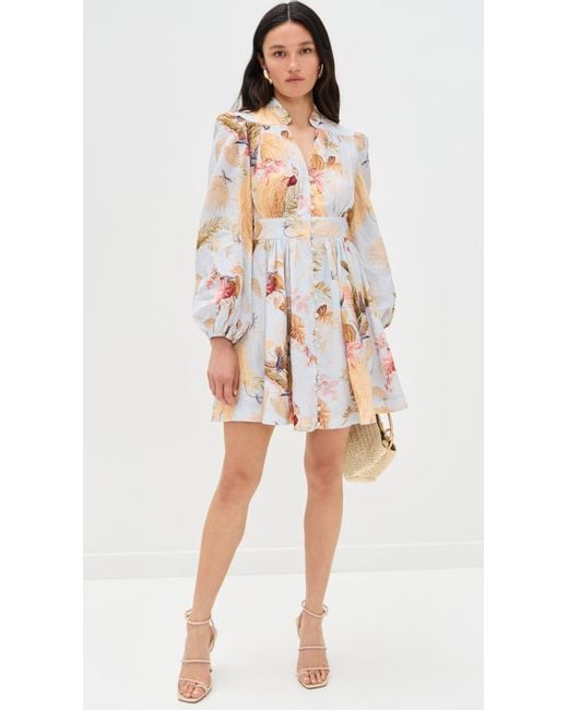 ワンピース ZIMMERMANN Ascension Plunge linen short dress Light Blue Zimmermann Ascension Plunge Mini Dress | Shopbop