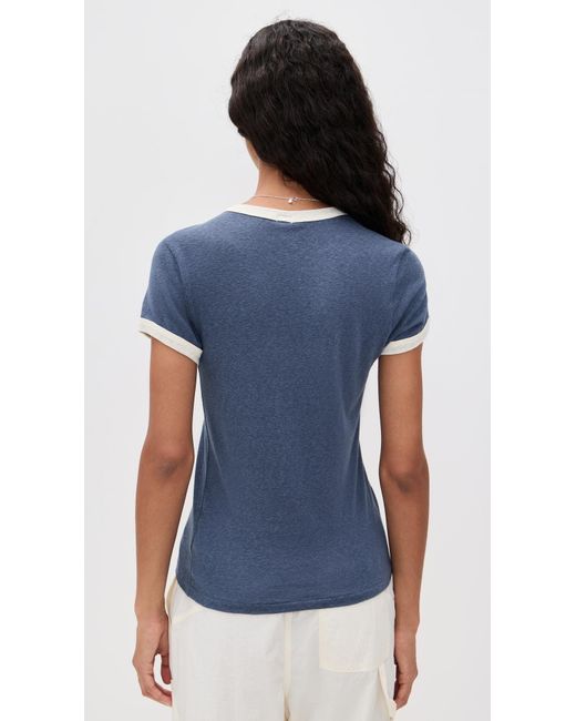 Re/done Blue 60S Slim Ringer Tee