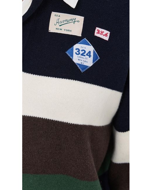 Sea Blue Arther Varsity Knit Rugby Shirt
