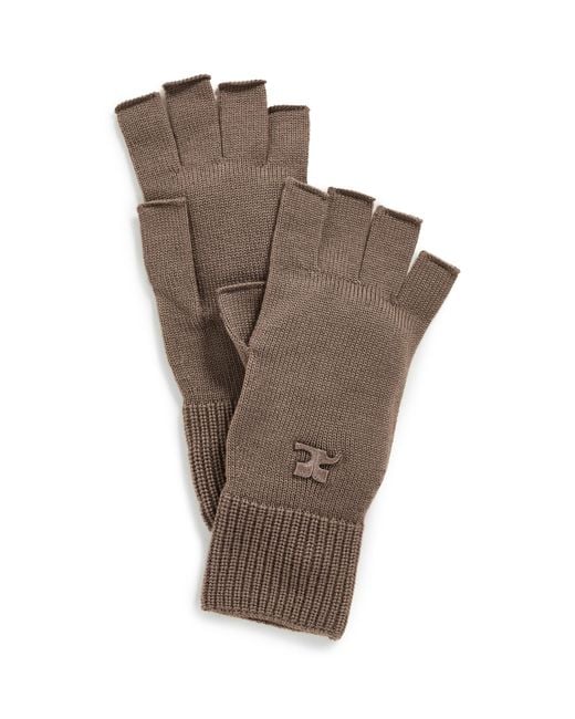 Courreges Brown Ac Wool Gloves