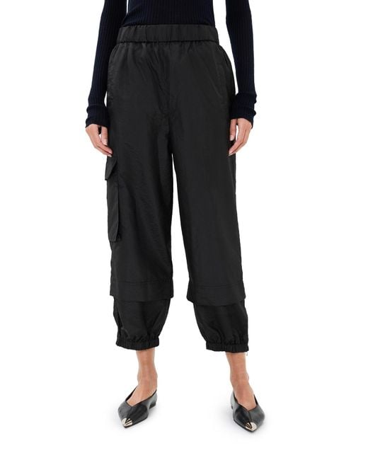 Tibi Black Crispy Nylon Pull On Joggers