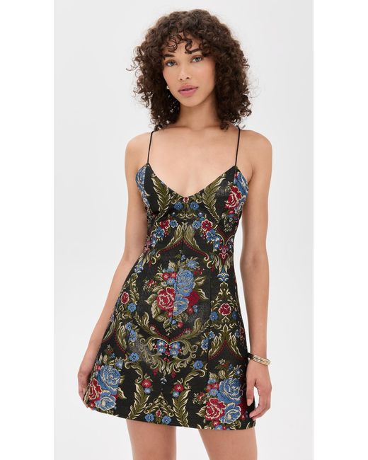 Alice + Olivia Black Tayla Floral Jacquard Structured Mini Dress