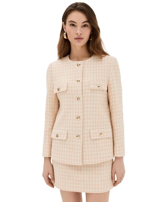 Anine Bing Natural Janet Jacket Cream And Peach Houndtooth