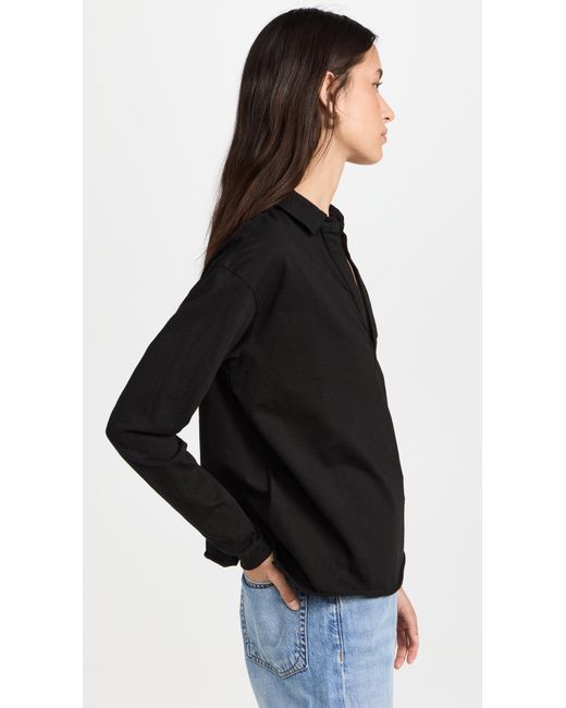 Frank & Eileen Black Popover Henley Tee