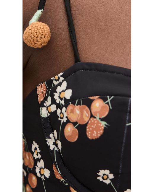 Sea Black Cerise Cherry Bustier Swim Top