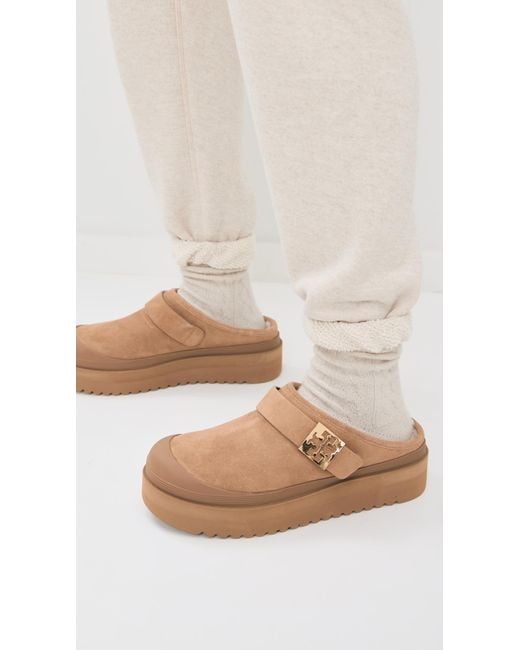 Tory Burch White Mellow Shearling Platform Mules