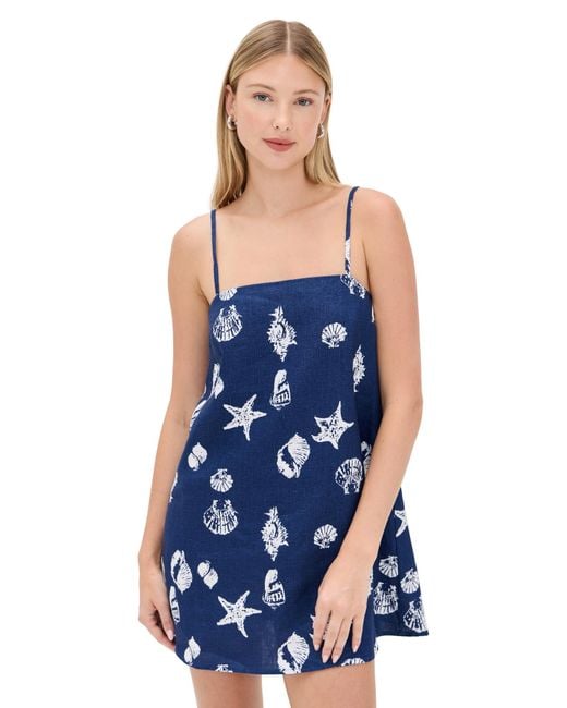 Reformation Blue Aubree Linen Dress