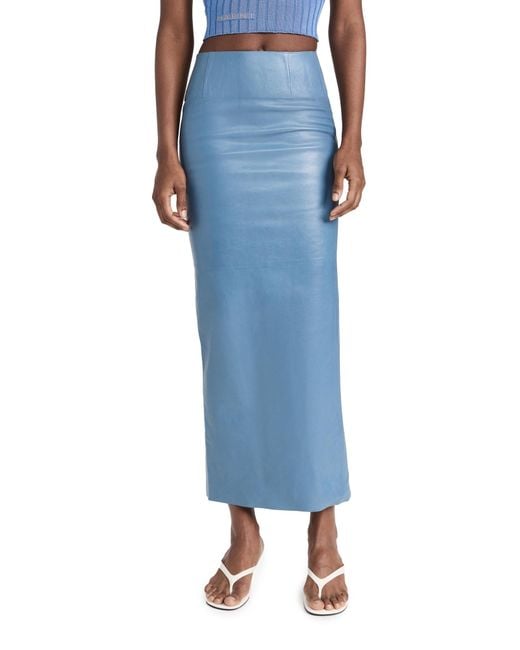 Marni Blue Shiny Leather Skirt