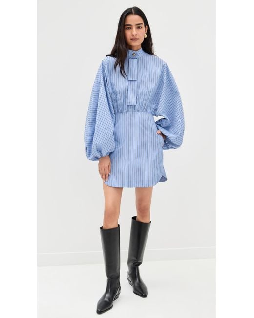 Zimmermann Blue Drawstring Stripe Mini Dress