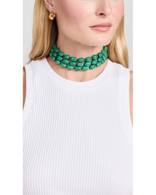 Lele Sadoughi Green Triple Row Diana Choker Necklace