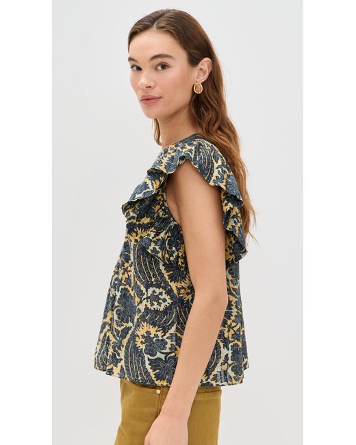 Ulla Johnson Black Sienna Flutter Sleeve Top