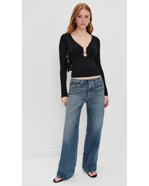 GOOD AMERICAN Black Jersey U Wire Long Sleeve Top
