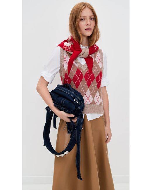 Simone Rocha Red Graphic Logo Knit Neckerchief