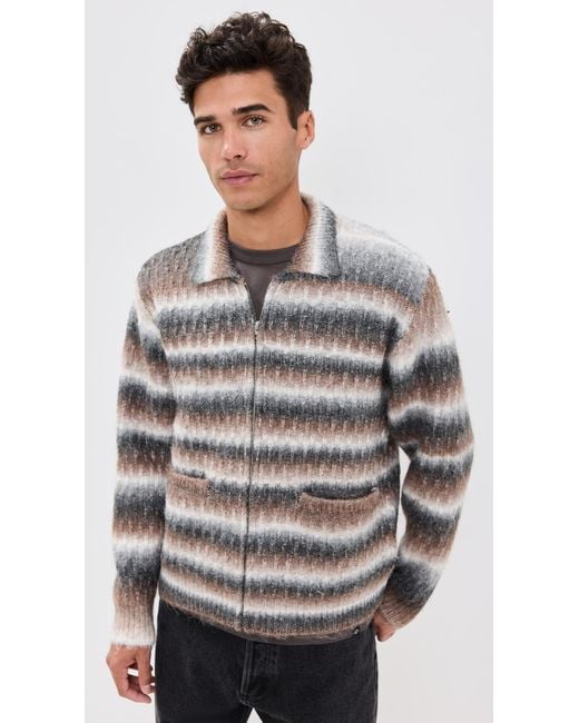 トップス OBEY REGGIE ZIP UP CARDIGAN Obey Reggie Zip Up Cardigan Sweater (Brown / Beige