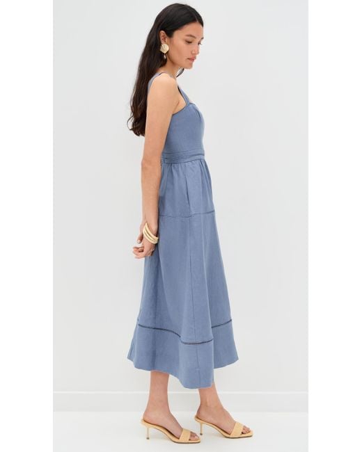 Reformation Blue Everett Linen Dress
