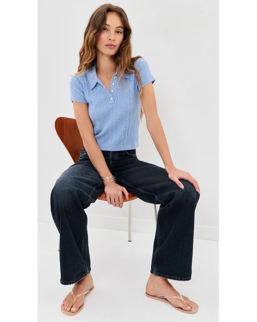 GOOD AMERICAN Blue The Micro Cable Polo