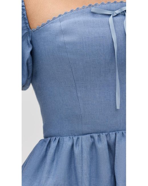 Reformation Blue Malvina Linen Dress