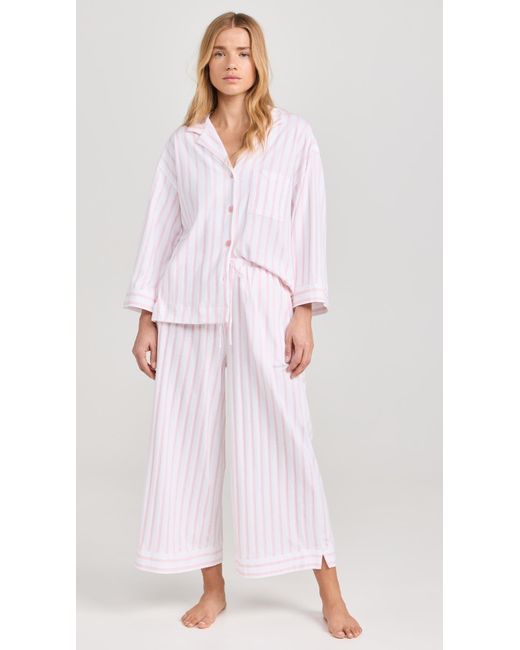 Petite Plume Multicolor Luxe Pink Stripe Wide Leg Pajama Set