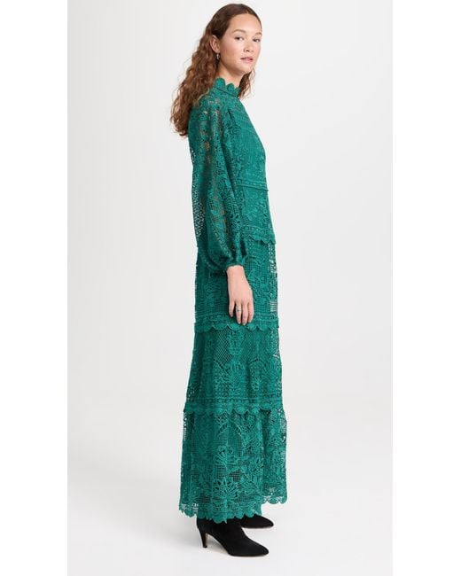 FARM Rio Dark Guipure Long Sleeve Maxi Dress in Green | Lyst FARM Rio Dark Guipure Long Sleeve Maxi Dress in Green | Lyst
