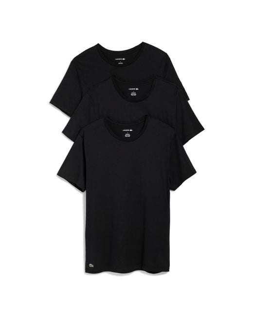 Lacoste Black Cotton Undershirt Crew Tee 3 Pack for men