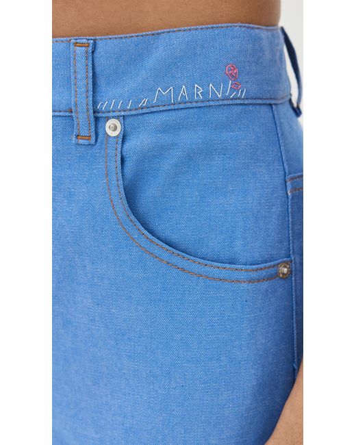 Marni Blue Lightweight Stretch Denim Trousers
