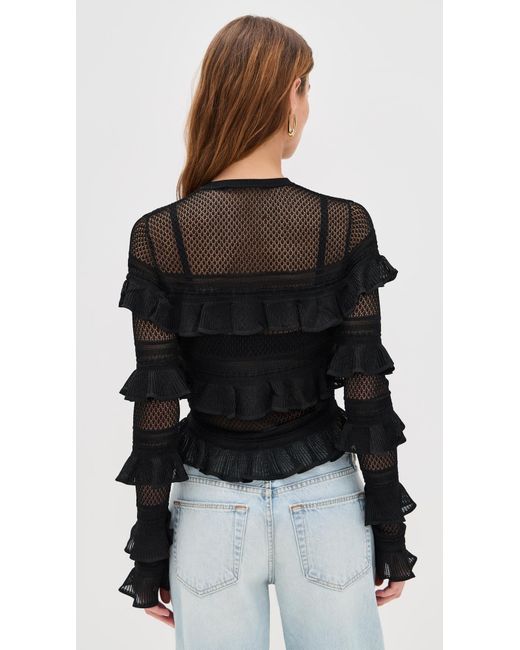 Zimmermann Black Illuminate Lace Frill Cardigan