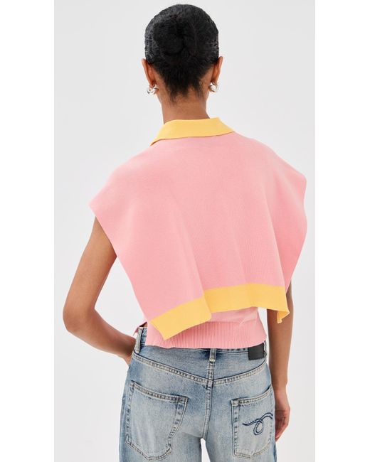 Monse Pink Knitted Tie Scarf Top And Polo