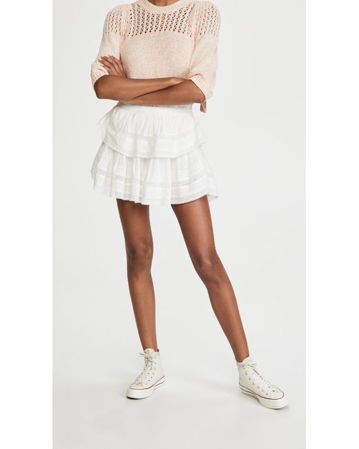 LoveShackFancy White Ruffle Mini Skirt