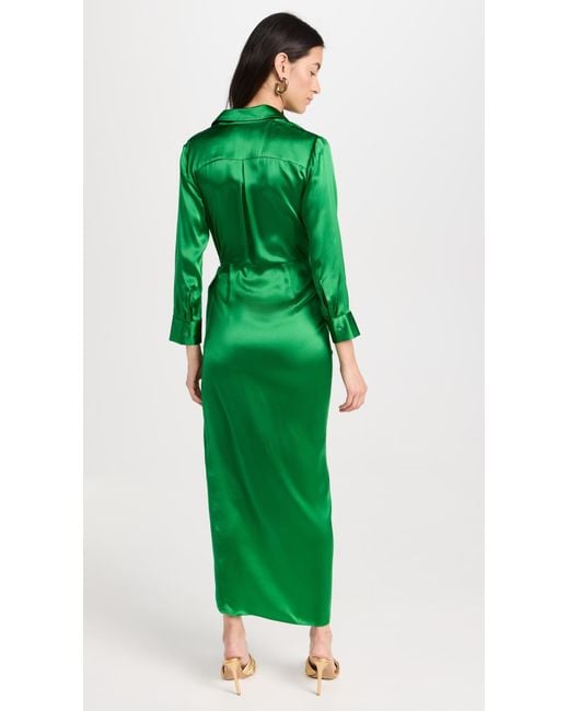 L'Agence Green Kadi Long Wrap Dress