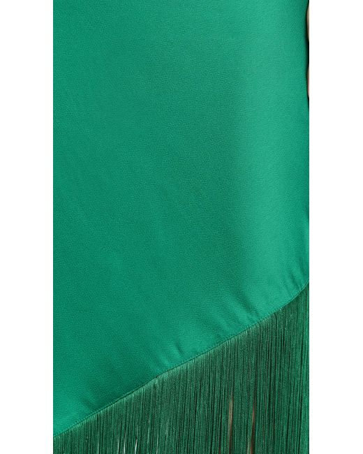 Saylor Green Sayor Haverine Soid Satin + Fringe Midi Dress Emerad
