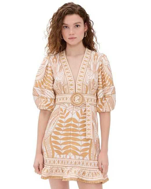 Farm Rio Natural Lace Nature Short Sleeve Mini Dress