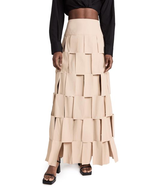 A.W.A.K.E. MODE Natural A. W.a. K.e. Mode Maxi Multi Rectangle Double-layered Skirt